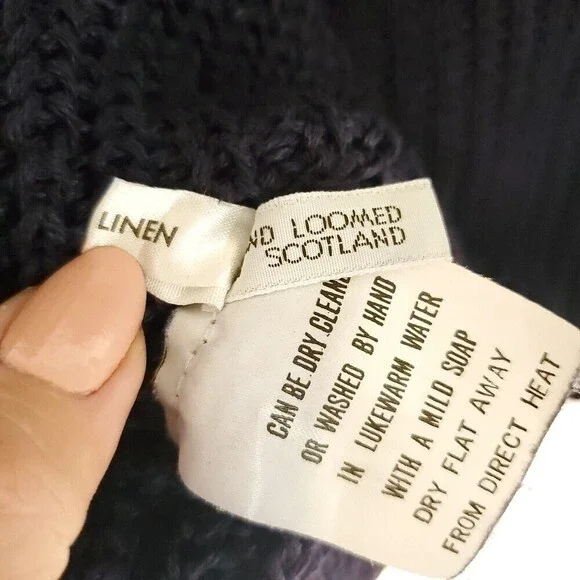 Vintage Eskandar Knit 100% Linen Sweater Womens Large Blue see through Lagenlook - Picture 12 of 16